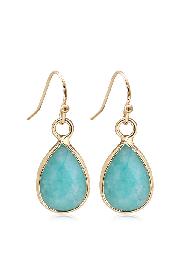 Amazonite b Natural Stone Earrings for Women Teardrop Agate Crystal Amazonite Dangle Earring Cute El