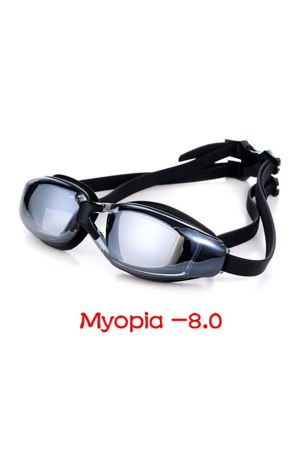 Black MYOPIA -8.0 Adults Myopia Swimming Goggles for Men & Women UV Shield Anti-Fog Waterproof Plati