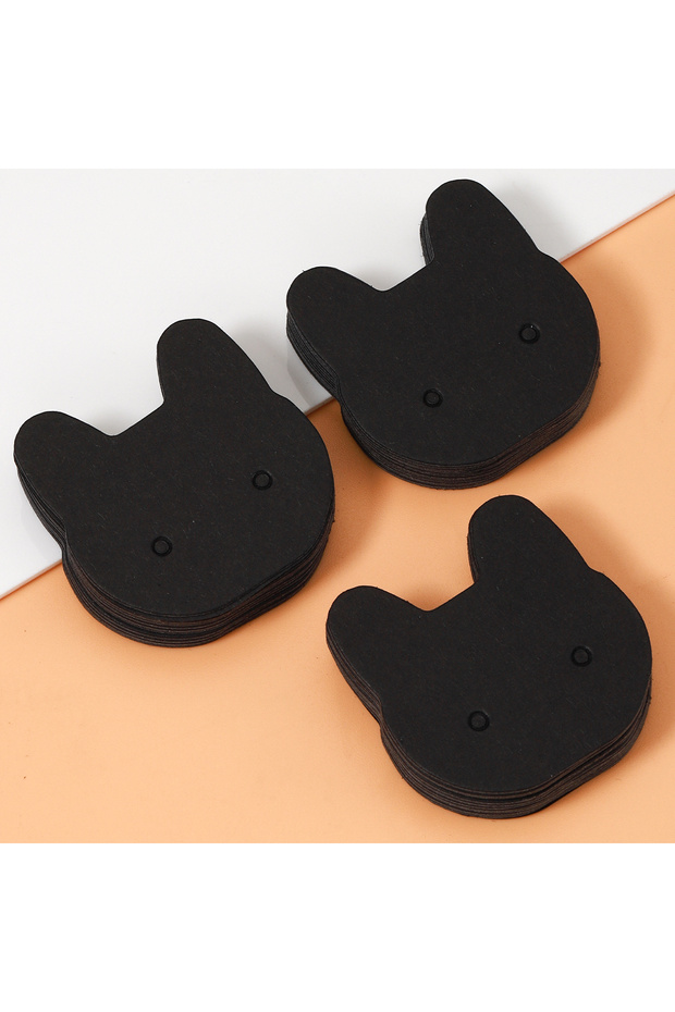 50pcs Black 50pcs 3.5x3.5cm Cat Earrings Ear Studs Display Card for Necklace Jewelry Packaging Cardb