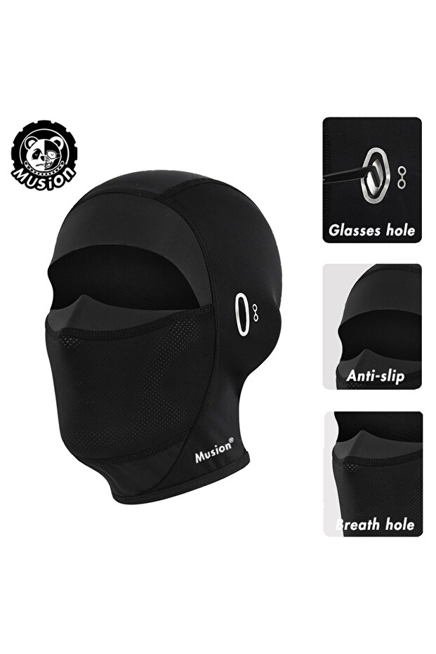 Non-Slip Black Hole Musion Cycling Helmet Balaclava with Glasses Hole Motorcycle Full Face Mask Sun