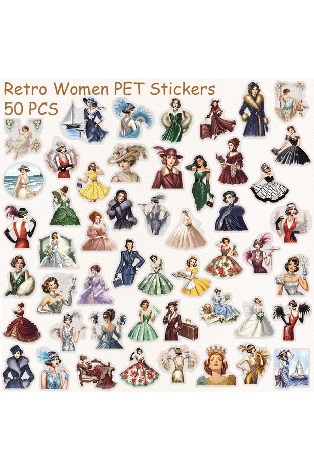 50pcs 50pcs Retro Pretty Women PET Stickers Decals For Laptop Notebook Suitcase Skateboard Guitar DI