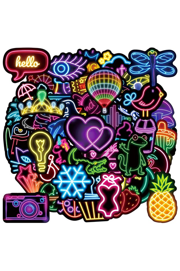50pcs x2 50/100 Pcs Cute Neon Cartoon Animal Doodle Stickers Waterproof for Helmet Suitcase Car Note