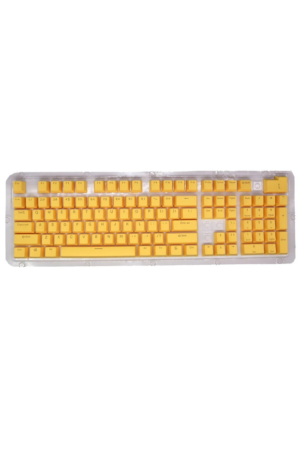 YELLOW New 104pcs Double-shot Backlight Universal Replacement Key Cap Set ABS Translucent Keycaps OE