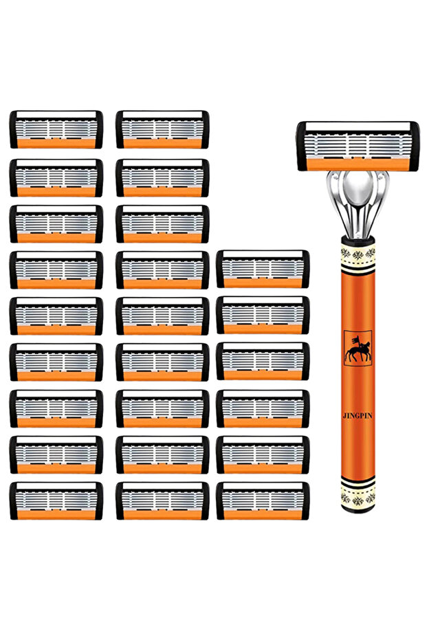 1 handle 24blades 6-Layers Safety Razor Set High Quality Men Razor Sharp Stainless Steel Shaving Cha