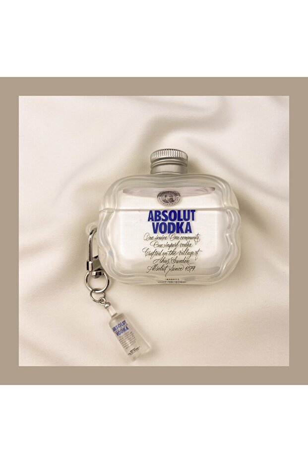 1 AirPods Pro2 Absolut Vodka AirPods Case Clear Bottle Shape With Mini Bottle Keychain For AirPods
