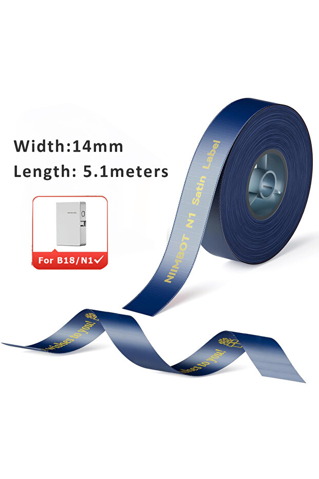 blue satin NIIMBOT N1/B18 Satin Ribbon Label/Special Carbon Ribbon for Birthday Gift Wedding Blessin