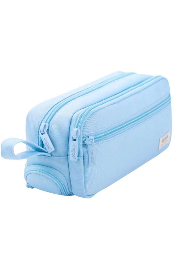 SKY BLUE Large Capacity Multi-Functional Pencil Case Three-Layer Stationery Box for Elementary Schoo