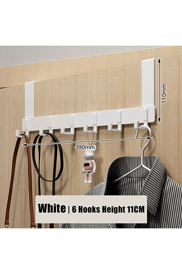 XL white-11cm Hooks Over The Door 6 Hooks Clothes Coat Hat Towel Hanger Home Bathroom Organizer Rack