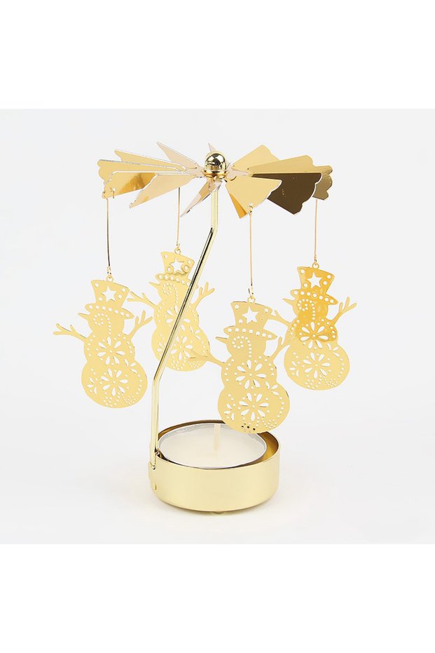 Snowman 1pc Metal Hot Rotating Candle Holder Christmas Rotating Candle Holder Dinner Party Wedding P