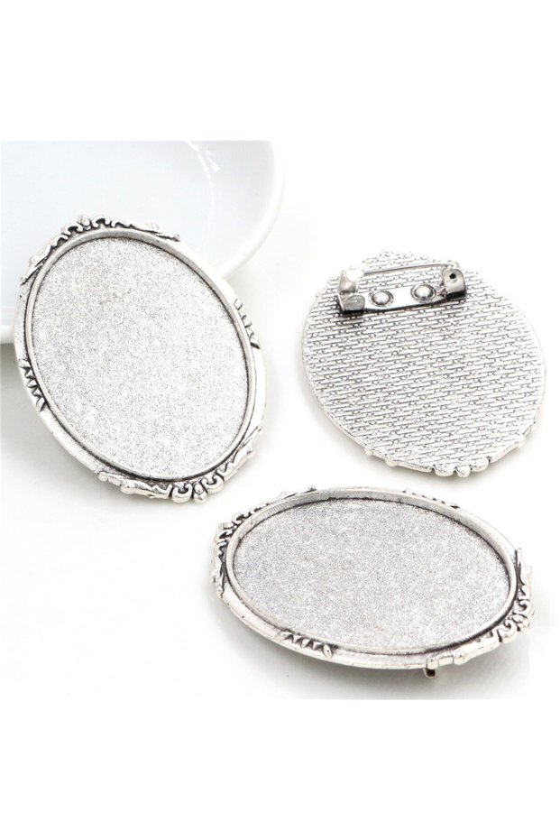 B4-19 New Fashion 5pcs 30x40mm Inner Size Antique Gold/Silver Black Bronze Pin Brooch Pierced Style