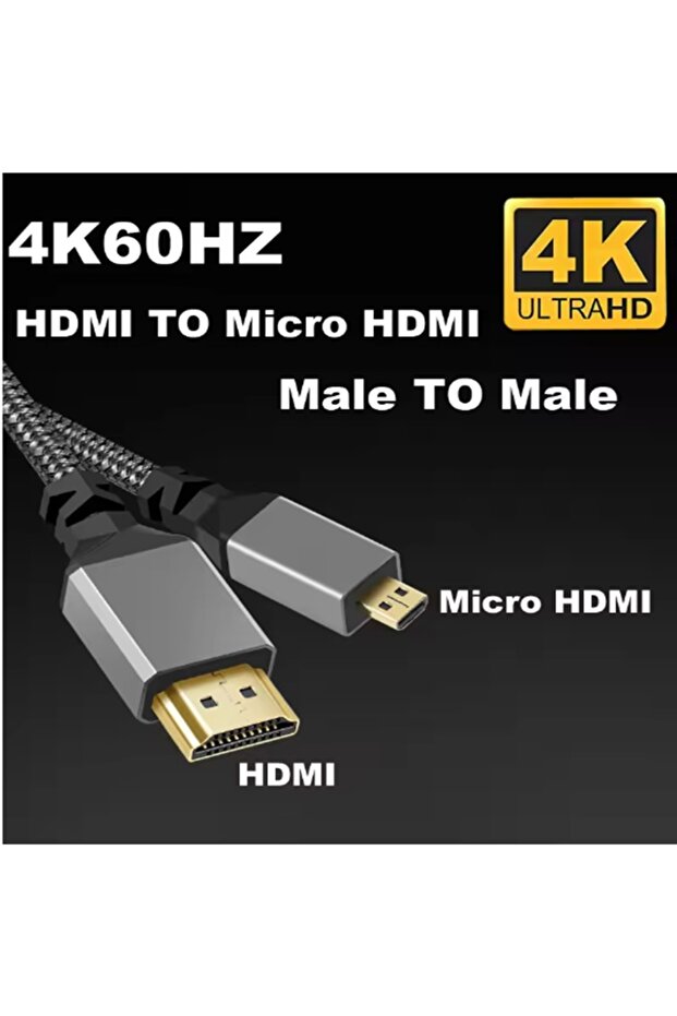 كابل مايكرو HDMI مجدول من النايلون بطول 0.3 متر و5 متر و3 متر، يدعم دقة 4K@60HZ V2.0، متوافق مع مايكرو HDMI إلى HDMI للتمديد