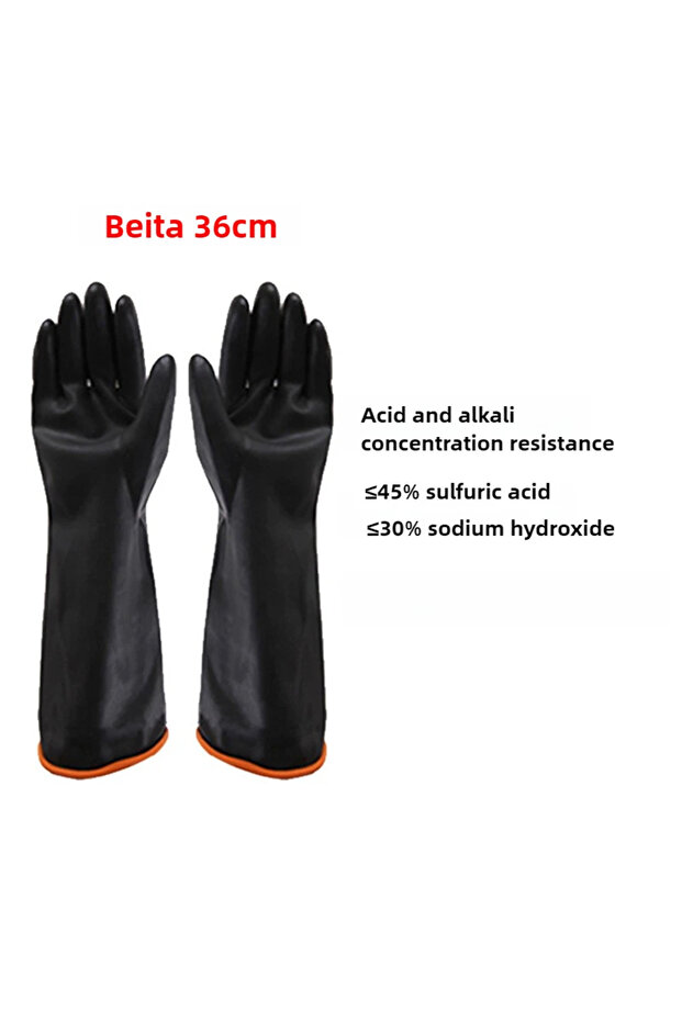 36cm Wood Acid and Alkali Resistant Gloves Black double-layer lengthened and thickened industri...