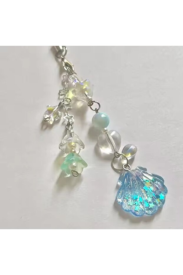 blue 5 Style Shell Beaded Phone Chain Gorgeous Star Lily of the Valley Coquettish Coquette Keychain