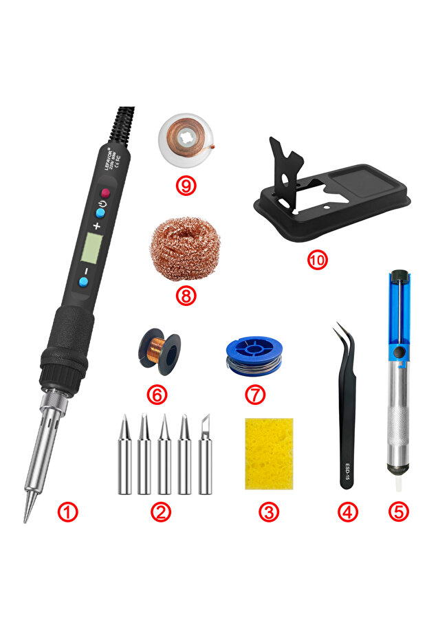 220V EU PLUG 936 H3 Digital Soldering Iron Set Kit 80W with ON/OFF Switch Adjustable Temperature LCD