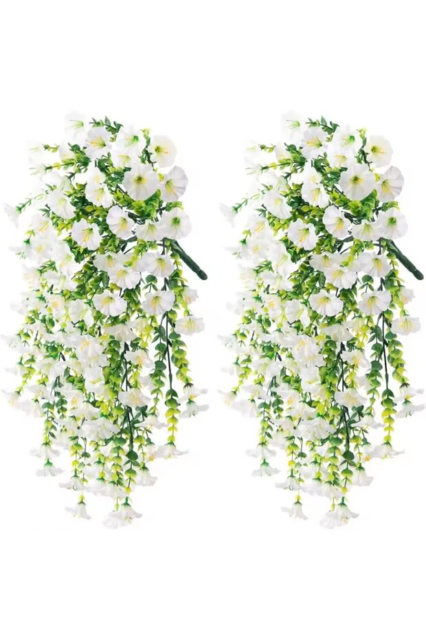 White-2PC 1/10PCS Artificial Morning Glory Hanging Flowers Fake Flower Outdoor Home Garden Wall Hang