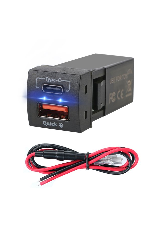 1blue For Toyota Corolla RAV4 Camry 24V 12V 48W Type-C PD USB Chargers QC 3.0 Car Power Adapter Port