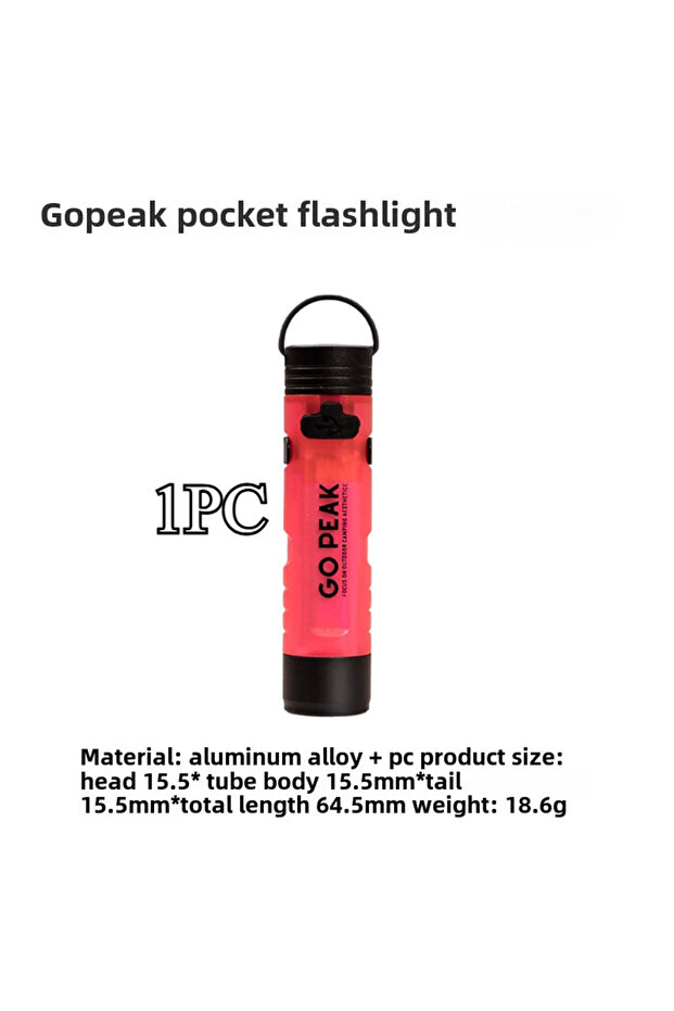 1PC Pink GOPEAK 5050 LED Small Light Key Clip Cap with 7 Colors Outdoor Emergency Pocket Flashlight