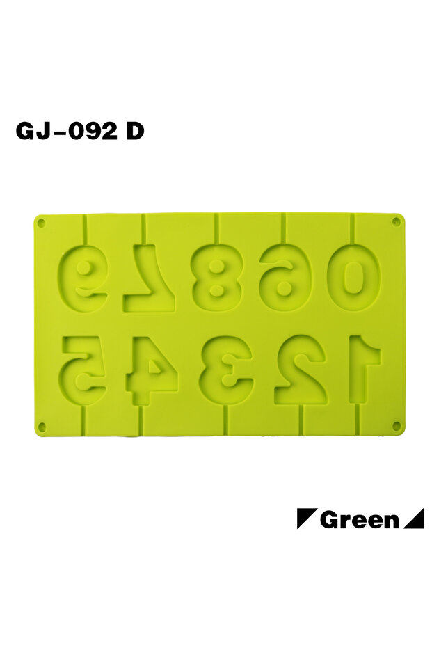 قالب مصاصة ثلاثي الأبعاد مصنوع يدويًا من السيليكون على شكل أرقام من 0 إلى 9، GJ-092 D أخضر، قطعة واحدة