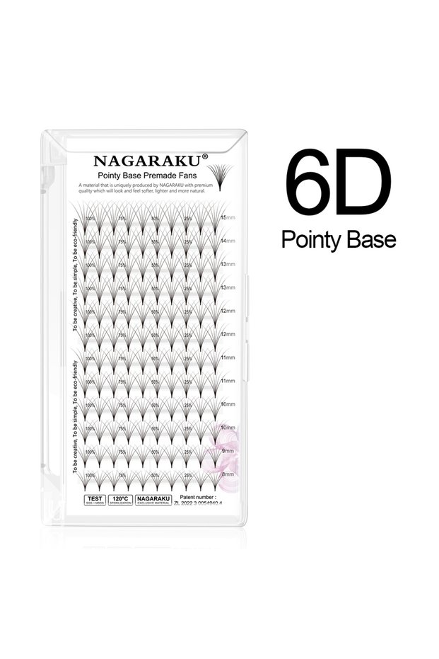 11mm C 6D NAGARAKU Sharp Narrow Stem Premade Fans Eyelash Extension 0.07mm 4D-10D 120 Fans Thin Poin