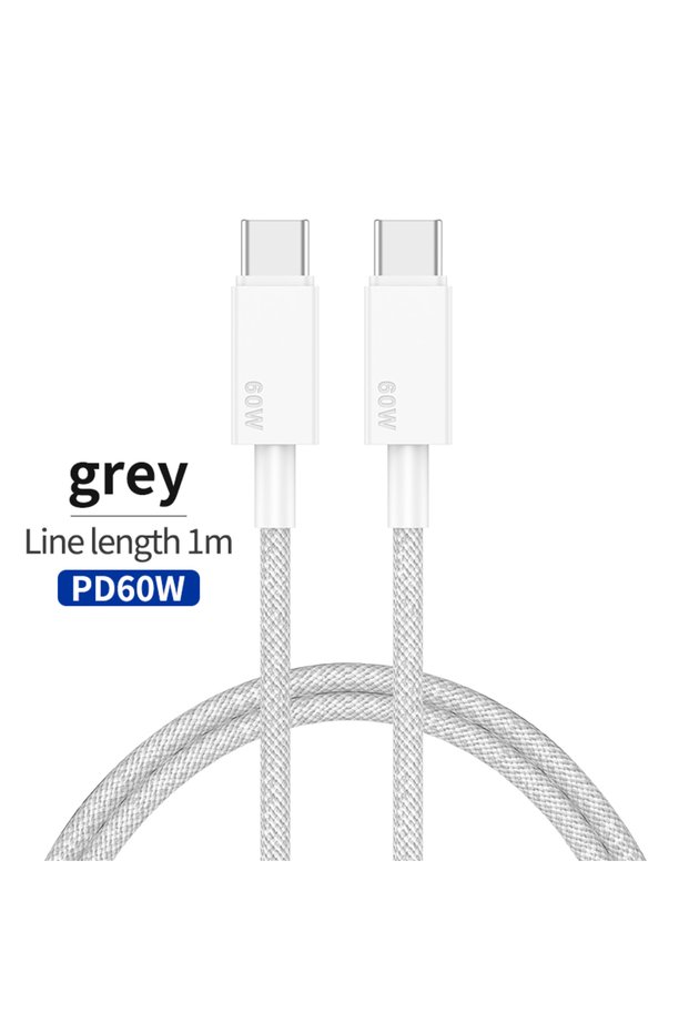 Grey line 65W Flat GaN USB C Charger Dual-port Fast Wall Charger Compact Power Adapter With Foldable