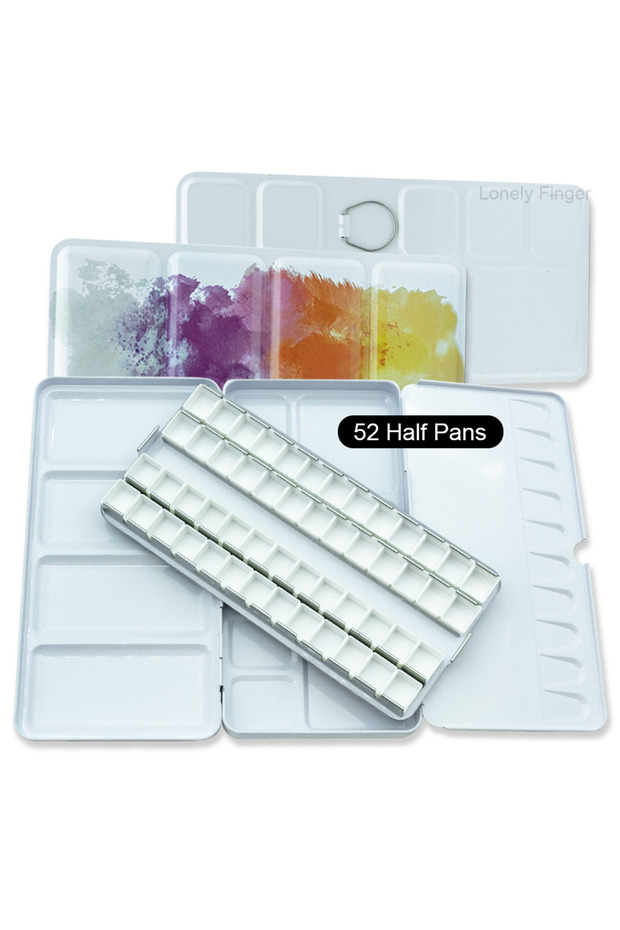 L Color-52 Empty Metal Watercolor Tin Palette Box With 14/26/52pcs Detachable Empty Watercolor Half