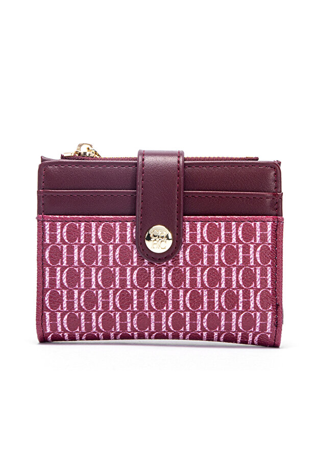 wine red C-H Wallet 2026 New Two Fold Card Pack Zero Wallet