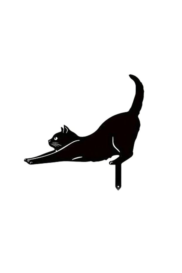 C Cat Ground Stake Ornament Ground Plug Outdoor Garden Balcony Art Decoration Metal Crafts