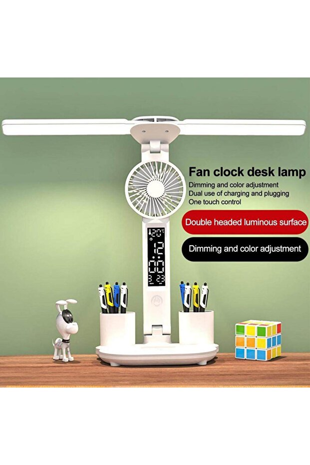 USB Plug in Rechargeable Table Lamp for Study, Desk Lamp Reading Light Led Table Light with Fan, Led