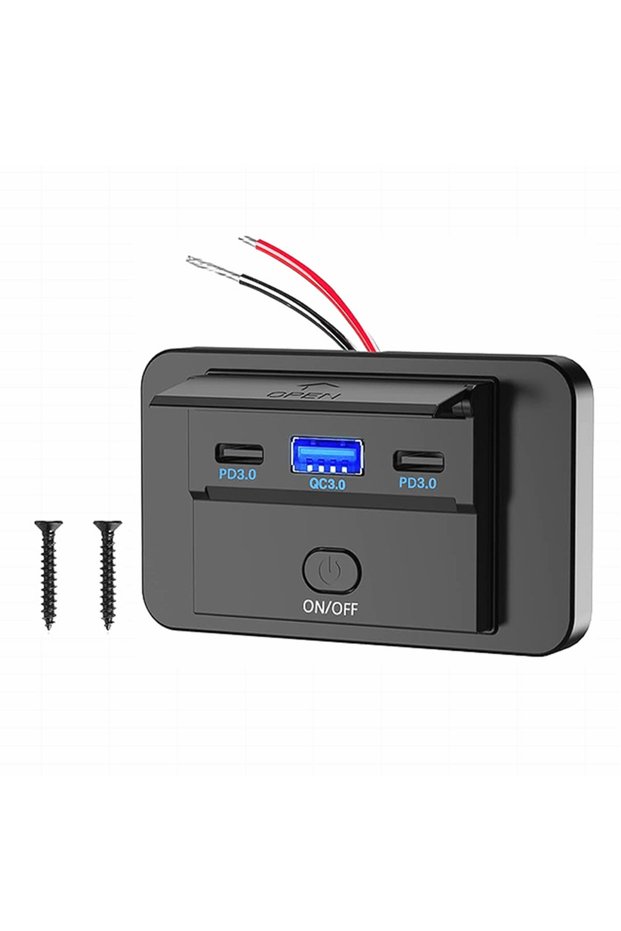 kebidumei QC3.0 Dual PD 4 Ports Dual PD Dual QC 3.0 USB Car Charger with Switch 96W Quick Charging S