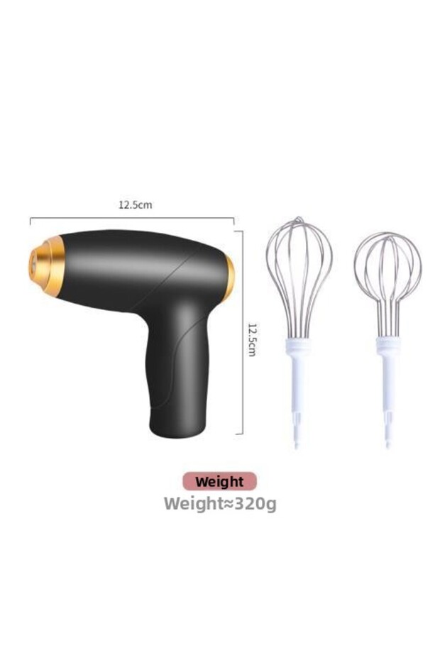 Black Electric Mixer, Milk Frother, Handheld Egg Beater, Portable Beverage Coffee Machine, Cake Crea