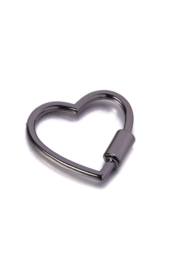 Black Heart Shaped Opening Buckle Metal Spring Gate Ring Keychain Dog Chain Connection Buckles Bag L