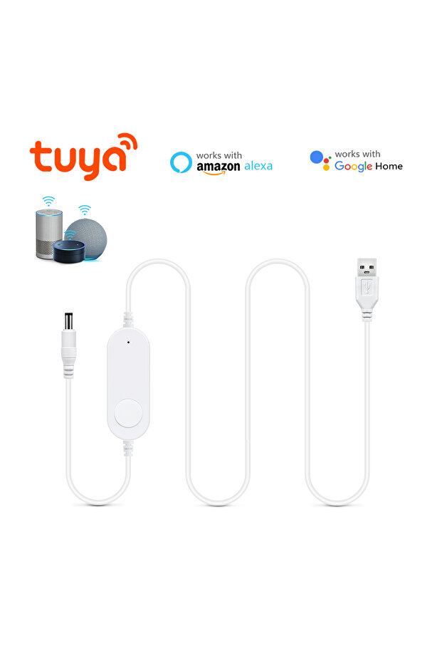 وحدة تحكم شريط LED أحادية اللون من تويا بمنفذ USB 5 فولت أبيض، تطبيق ذكي لشريط LED يعمل بالواي فاي، جهاز تحكم عن بعد باهت S