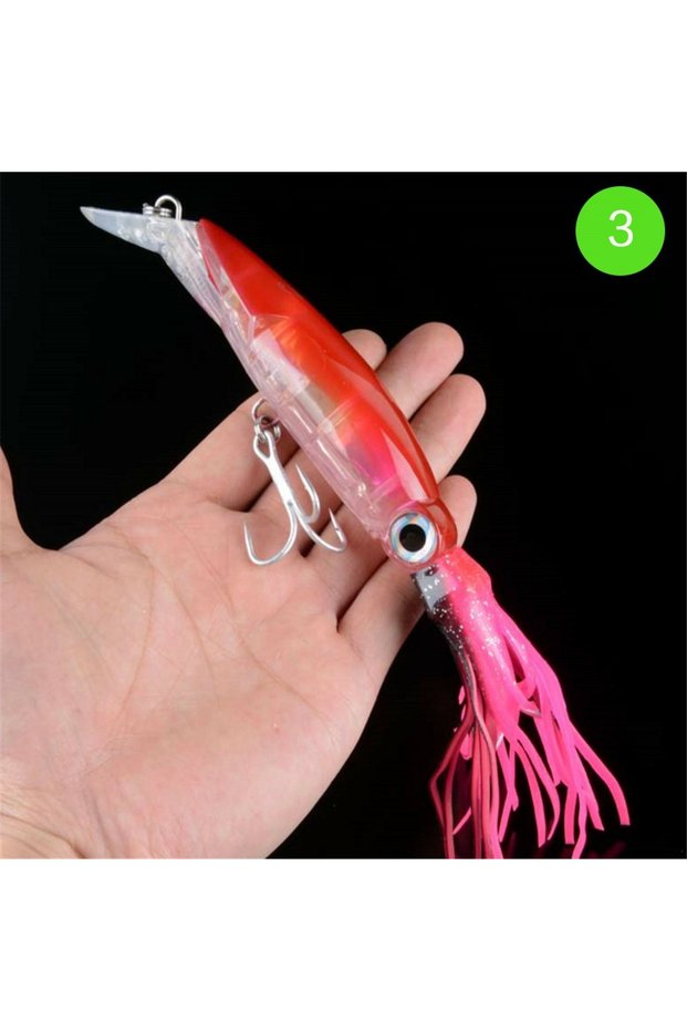 Color 3 FLYSAND Large Lifelike Octopus Fishing Lure With 2 Treble Hook Luminous Squid Jigs Artificia