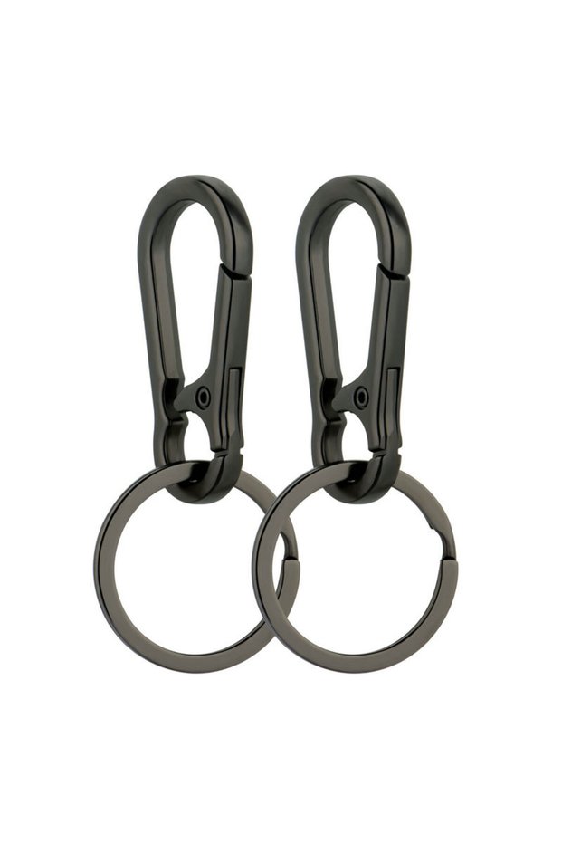 Gun black-2pcs Metal Carabiner Clip Keychain Carabiner Shap Keyring Key Chain Ring Clip Holder Organ