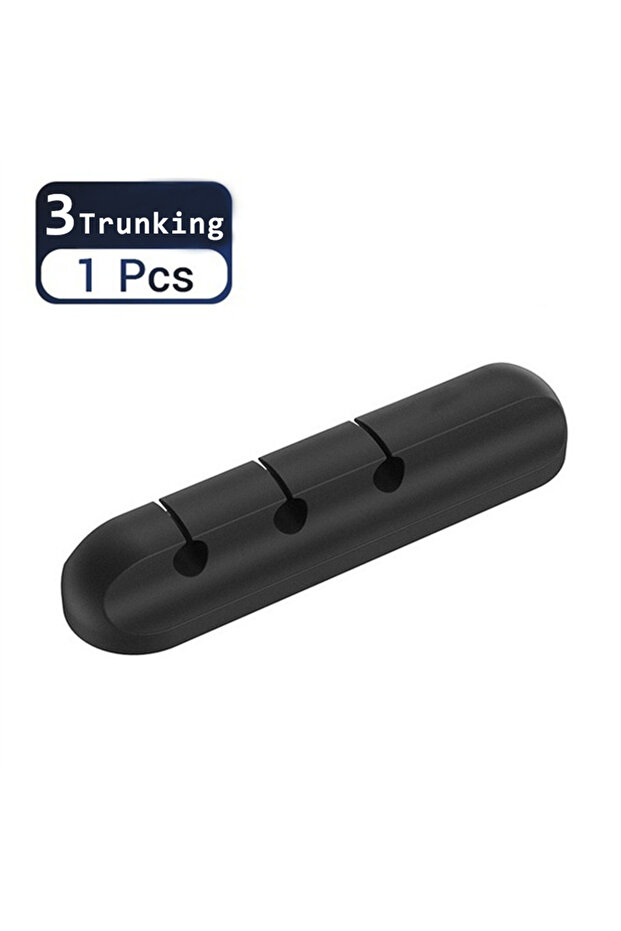 منظم كابلات USB أسود بثلاثة ثقوب، مصنوع من السيليكون، لفافة كابلات، مشابك تنظيم الكابلات، حامل كابلات F