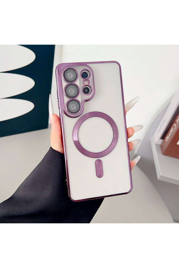 Galaxy S26 Ultra Purple Magnetic Case for S26 Ultra S26 Plus Plating Soft Clear Cover Strong Magne