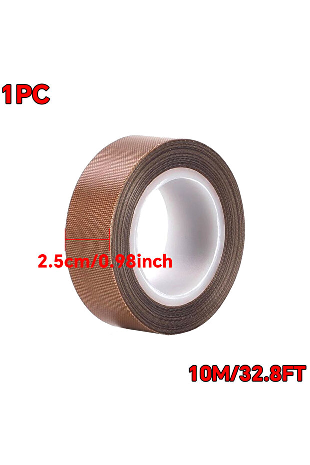 25mmx10m High Temperature Resistance Tape 300 Degrees PTFE Cloth Heat Insulation Adhesive Sealing Ta