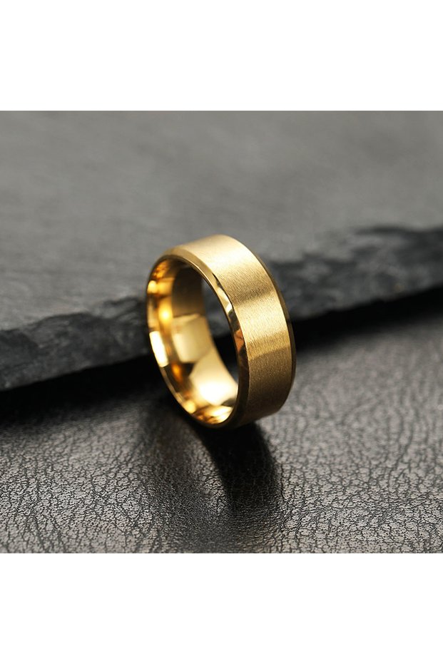 6 Gold Stainless Steel Rings for Men, Colors: Black Golden Silvery Color, US Sizes 6-13, Men's Simpl