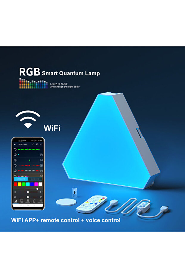 6 قطع من مصابيح LED الكمومية المثلثة بدون مقبس، مصباح حائط RGB، إضاءة خلفية إيقاعية ذكية