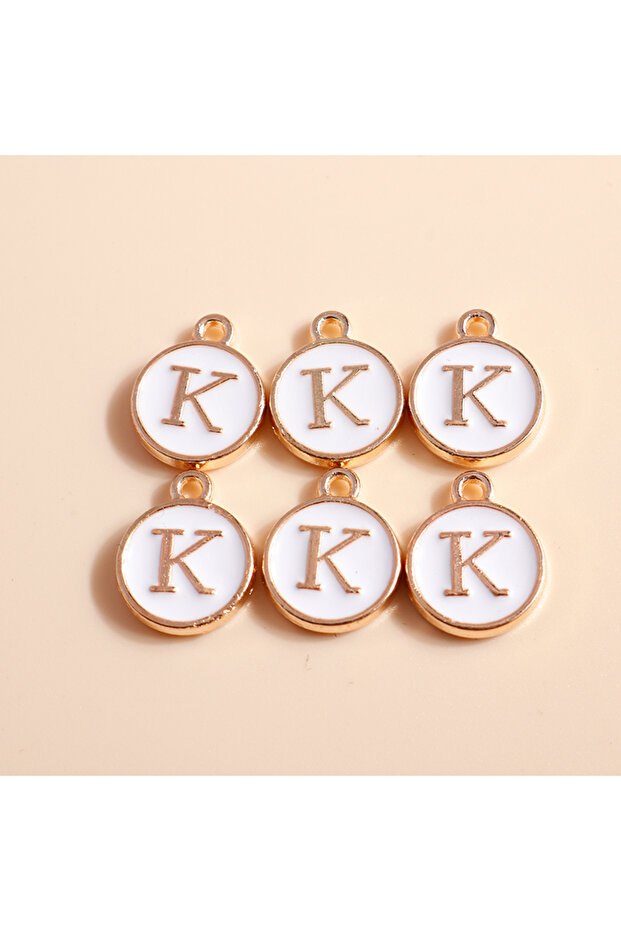 WHITE K 10pcs Cute Mini White Alphabet 26 Letters Charms Pendants for DIY Name Jewelry Necklace Brac