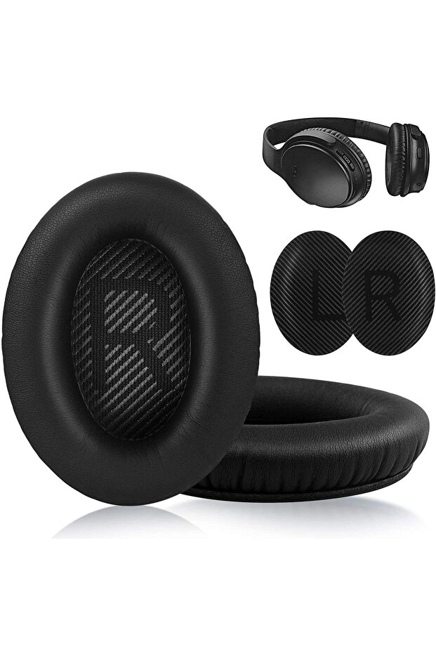 وسادات أذن سوداء فاخرة بديلة لسماعات Bose QC35 و QC35ii مريحة ومصنوعة من إسفنج مرن