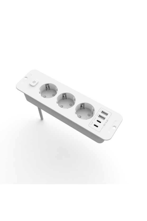 EU 3 white EU Table Top Recessed Sockets Bulit in Sockets with 2 USB 2 Type C PD20W Embedded Desktop