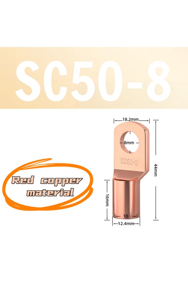 SC50-8 10PCS 5-20Pcs 4-70mm2 SC4 SC6 SC10 SC16 SC25 SC35 SC50-95 Tinned Copper Wire Nose Terminal Cr