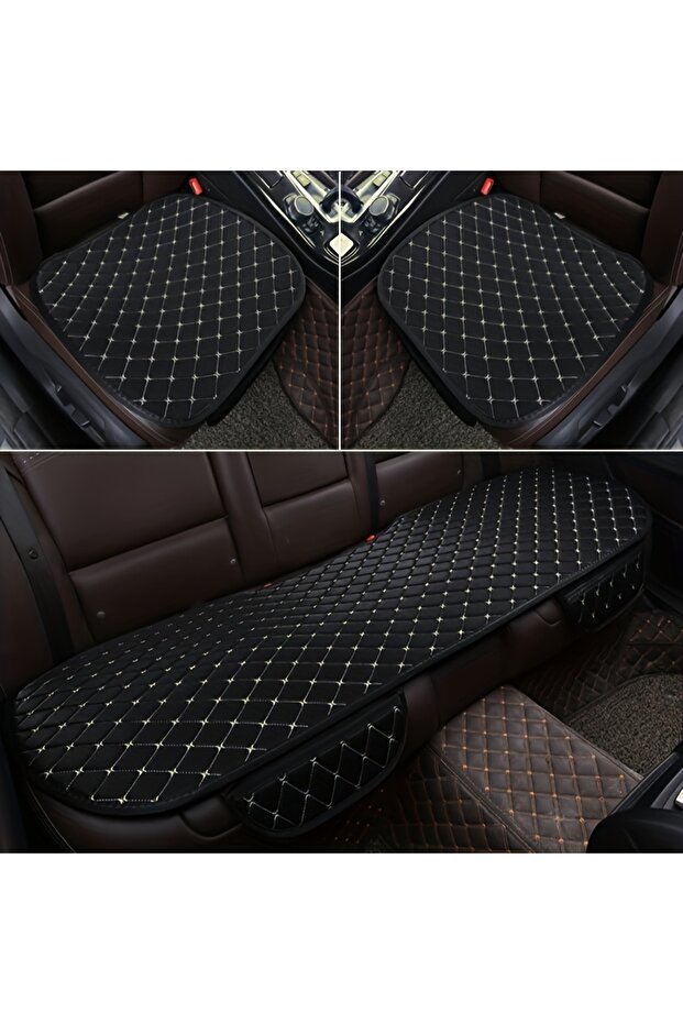 Black with Beige Car Seat Cover/Protector, Car Seat Cushion, Breathable, Comfort, Universal for Most