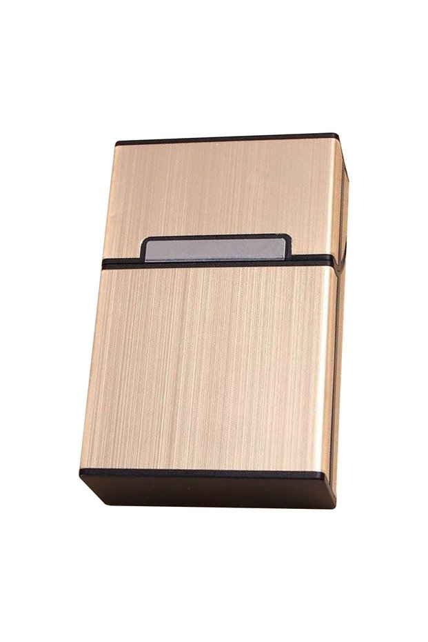 Luxury Golden Aluminum Alloy Brushed Cigarette Case Durable Portable Capacity Storage Box American S