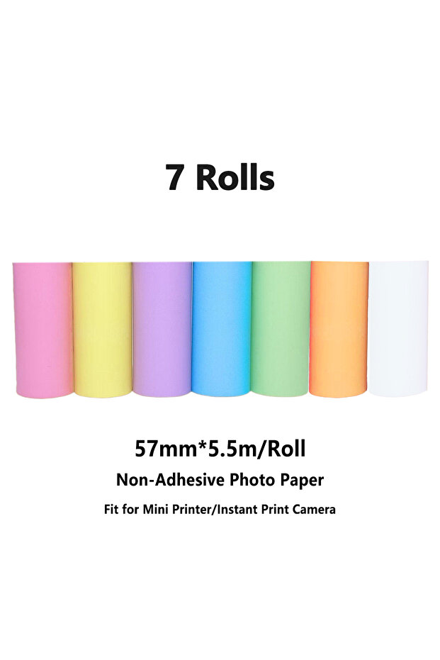 7 Color Photo Paper Candy Color Mini Instant Camera Print Refill Paper- 57*25mm Photo Printer Therma