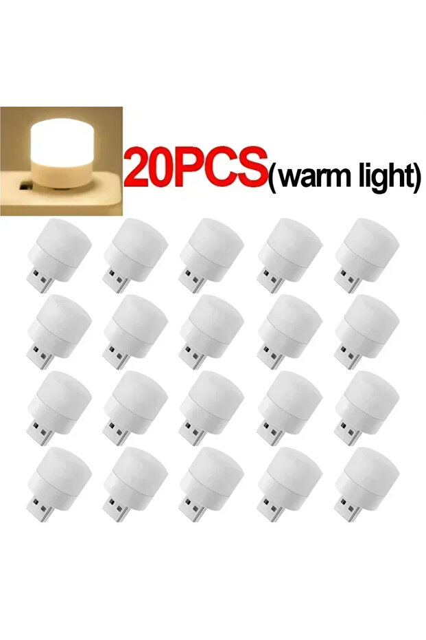 20 قطعة - مصابيح طاولة LED دافئة مزودة بمنفذ USB وإضاءة ليلية صغيرة لقراءة الكتب عناصر تزيين دافئة