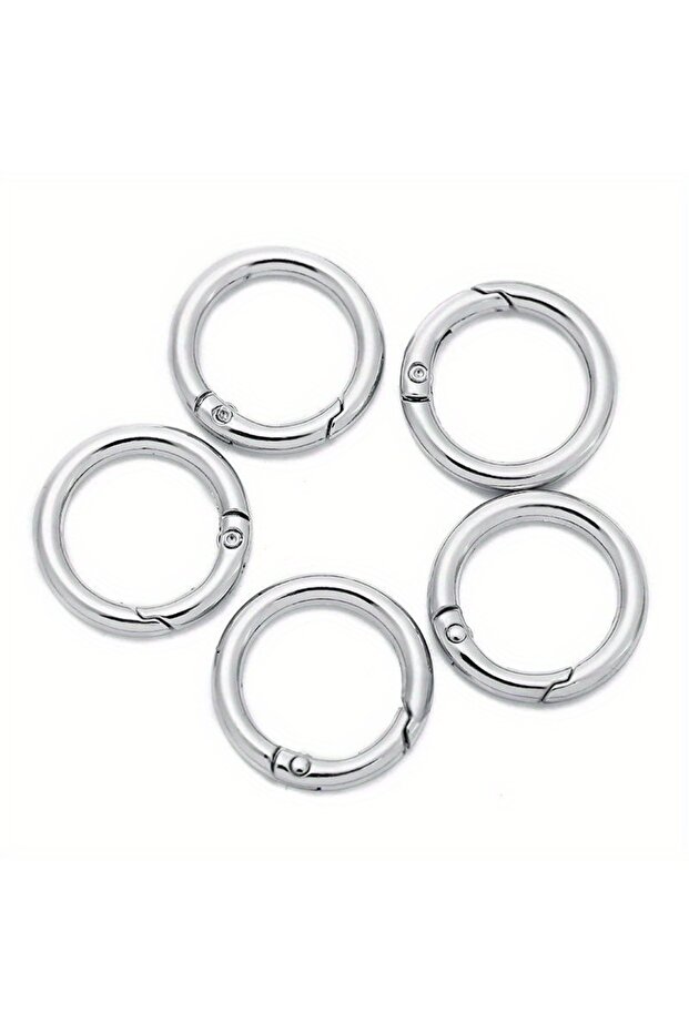 38mm---5pcs Silver 5pcs Metal O Ring Keyring Spring Buckles DIY Jewelry Openable Round Carabiner Key
