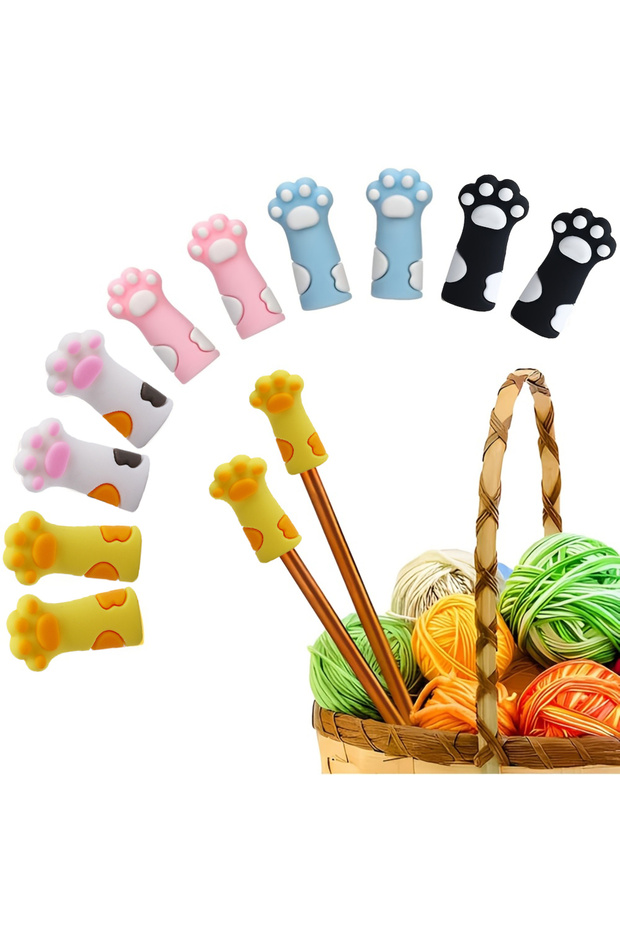10 pcs in total 5/10/15 Cat Claw knitting stopper Multi-color knitting needle point protection silic