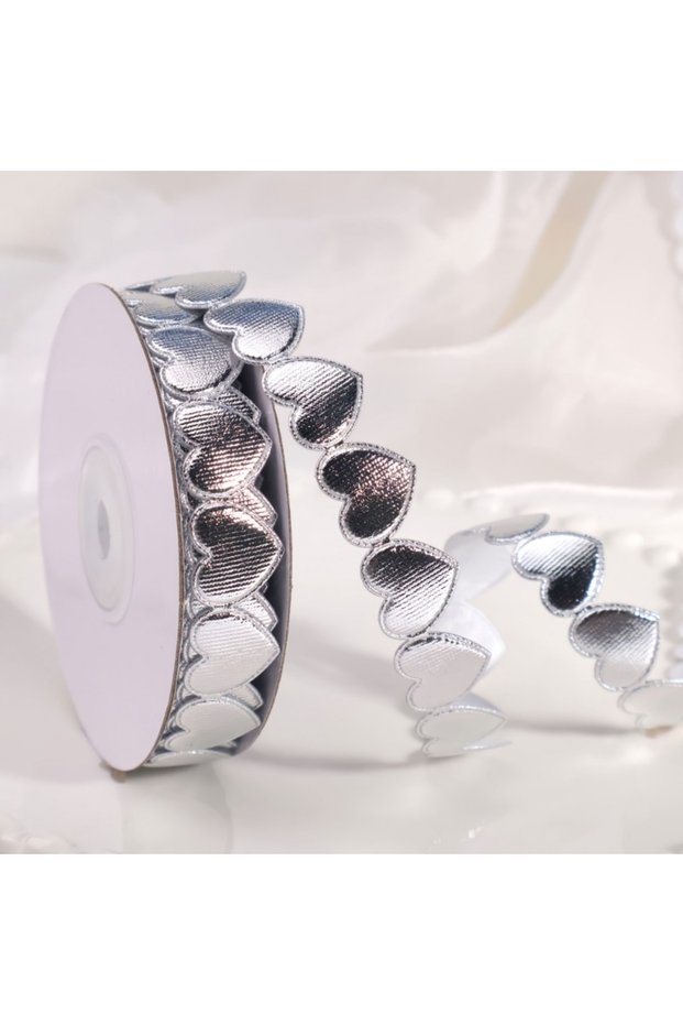 S 1Pc Silvery Versatile Valentine's Day Heart Satin Ribbon - 10 Yards Assorted Colors for Gift Wrapp